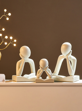 创意抽象人物摆件现代简约客厅酒柜办公桌面思考艺术装饰品高级感