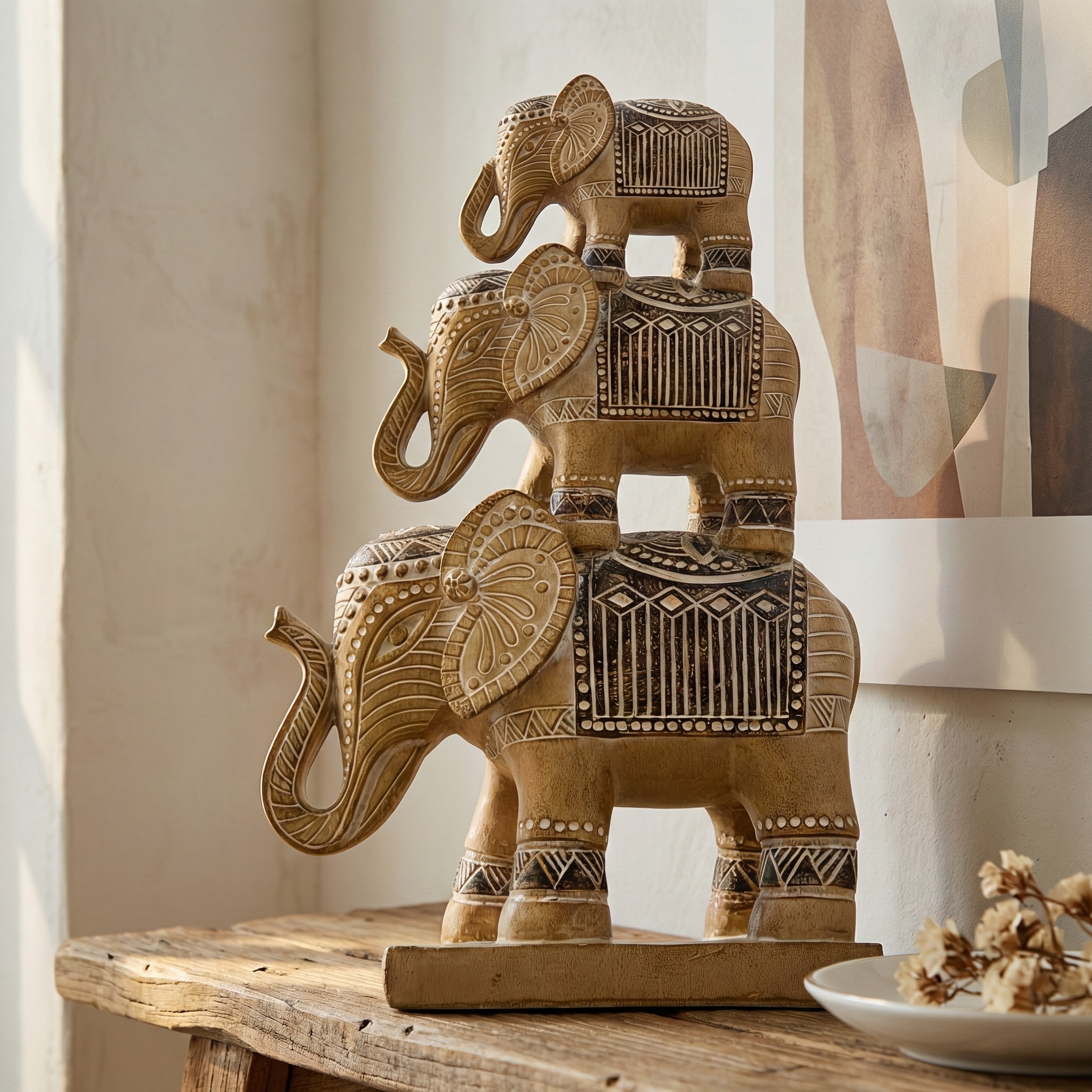 复古木质大象装饰纸巾盒家居摆件工艺品创意收纳盒
