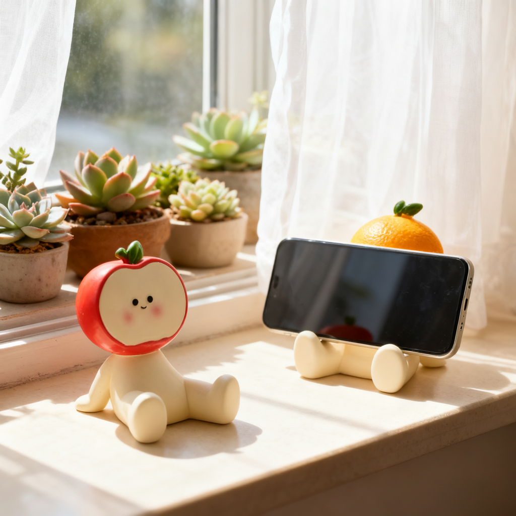 可爱苹果造型手机支架卡通创意迷你桌面收纳摆件