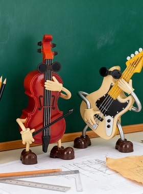 创意乐器造型装饰摆件木制工艺品桌面收纳架手工艺术摆设