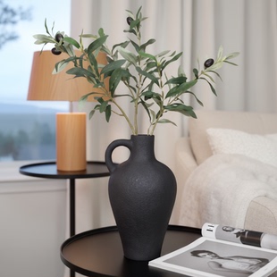 简约陶瓷花瓶黑色哑光质感家居装饰摆件客厅卧室桌面花器