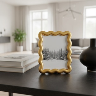 金属创意波浪边框相框装饰摆件家居桌面摆设工艺品