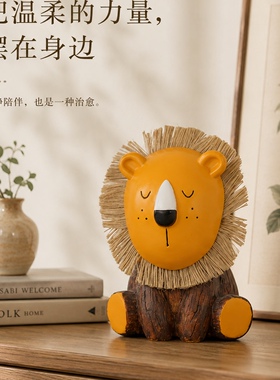 中古风狮子桌面摆件客厅玄关卧室斗柜儿童房间样板房动物装饰品