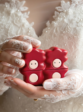 对戒盒中国红萌趣治愈梳妆景