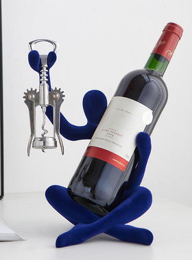 植绒抽象人物红酒架摆件现代简约高级感小众家居饰品酒柜轻奢高档