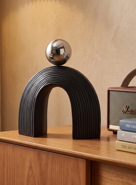 现代简约黑色拱门圆球摆件