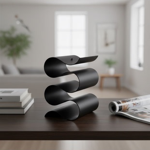 现代简约金属波浪装饰摆件创意家居客厅书房艺术品