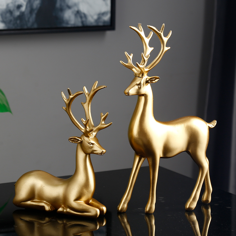 现代轻奢高档鹿摆件家居饰品客厅酒柜电视柜书柜办公室桌面装饰小