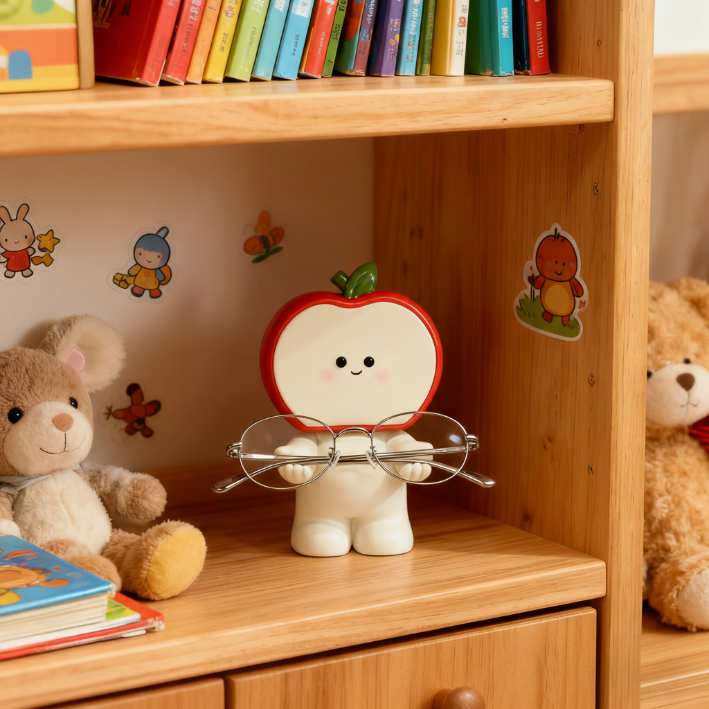 可爱苹果眼镜放置架手机支架躺平猫摆件办公室桌面装饰品小礼物