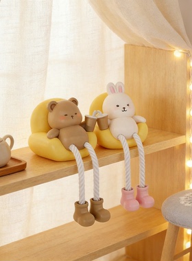 可爱小熊兔子长脖子毛绒挂件