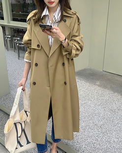 风衣女2026秋季新款韩版双排扣垂感宽松中长款高级感休闲气质外套