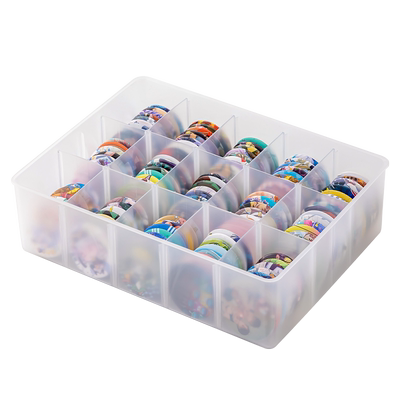 吧唧收纳盒透明保护壳胸牌徽章保护盒谷子展示架桌面分格整理盒