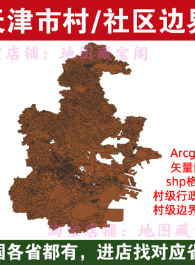 天津市村边界行政区划社区范围arcgis村庄村界数据shp矢量gis地图