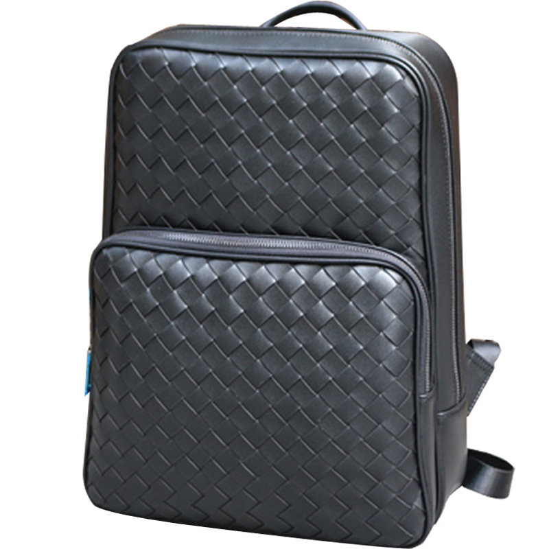 2026新款真皮编织双肩包包男生旅行包潮牌时尚潮流商务电脑后背包