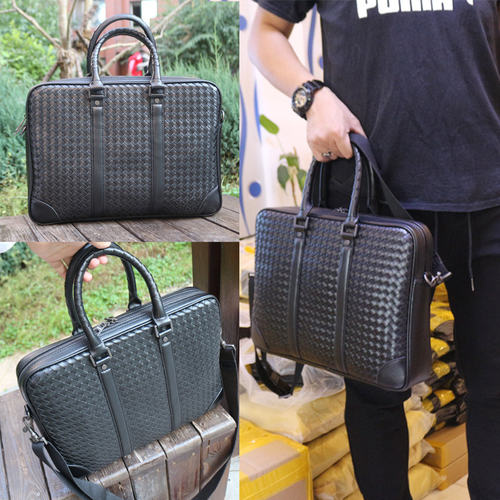 编织羊皮男士横款商务风公文包包