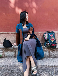 纯手工服饰 老粗布外套  百家布外套 民族风风衣 土布衣服