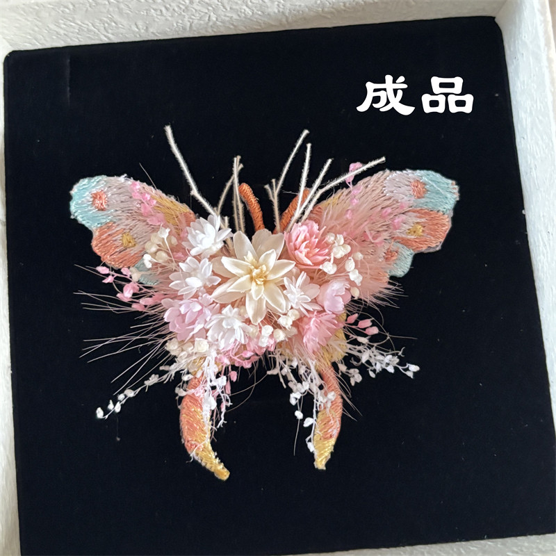 蝴蝶款毕业季高级永生花成品胸针纯手工制作立体胸花婚礼摆拍道具图片