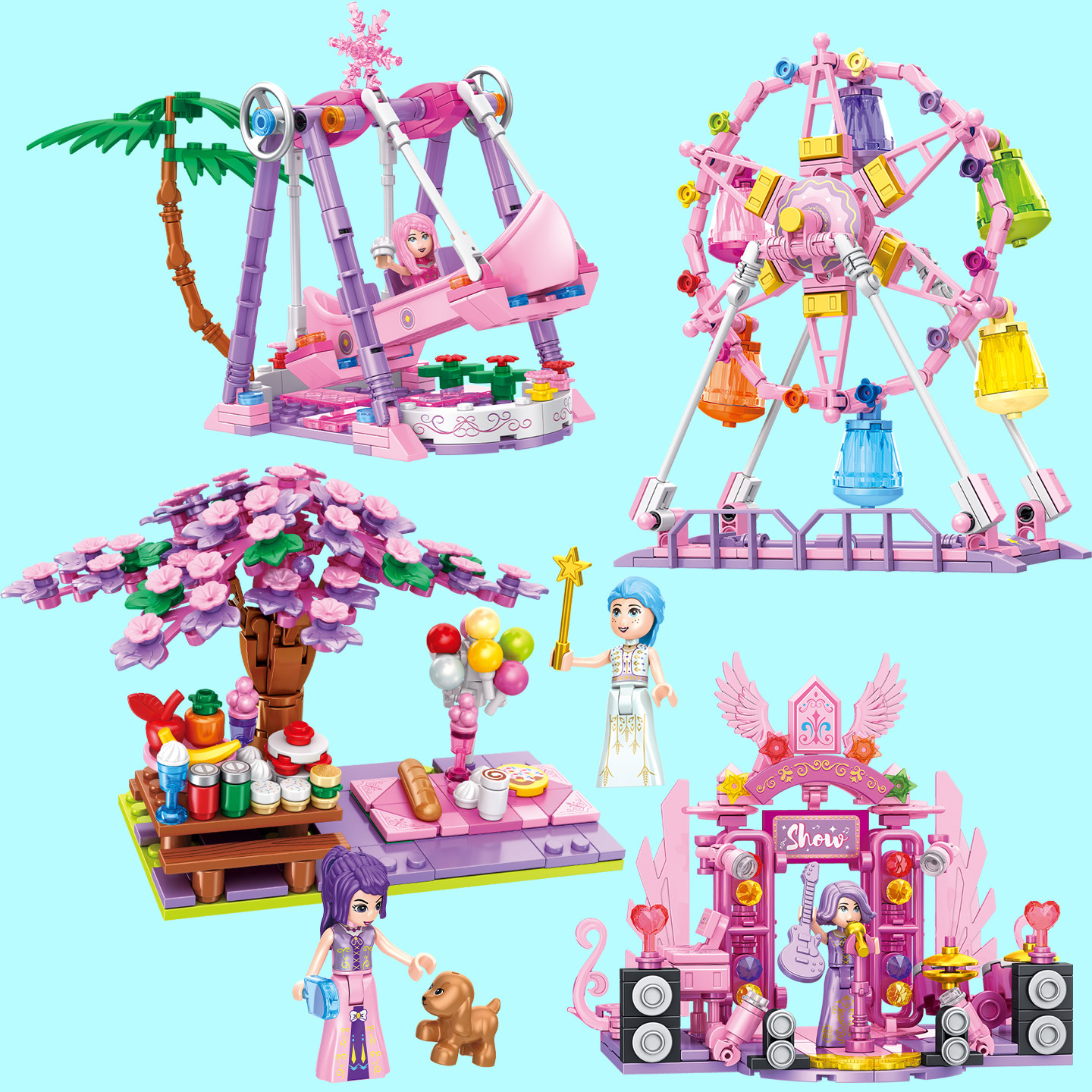 女生立体拼图梦幻游乐场儿童益智5动脑6岁以上女孩8-10岁拼装积木