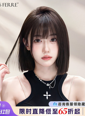 短发假发女全头套真人发丝递针蕾丝薄款全真自然仿真一刀切假发套