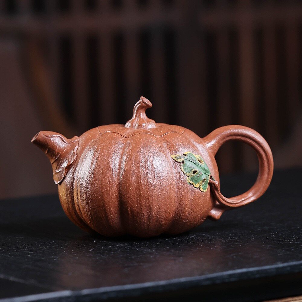 宜兴紫砂壶南瓜壶降坡手工泥绘仿生器功夫茶具茶道配件泡茶壶礼品