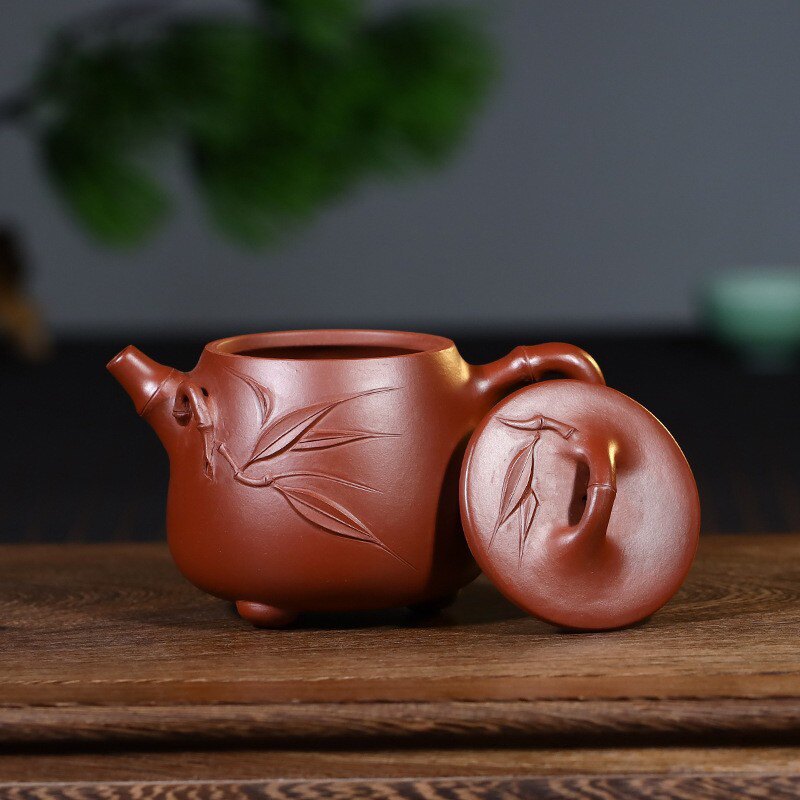 宜兴紫砂壶王国望手制大红袍竹段高石瓢竹节茶壶家用茶具礼品