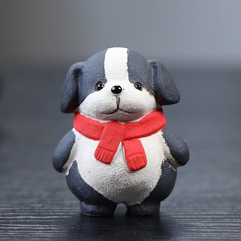 紫砂小狗茶宠精品可养可爱招财边牧生肖狗旺财茶桌台摆件茶具配件