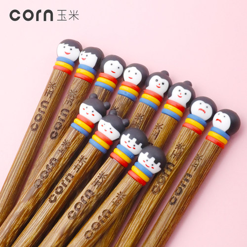 儿童4岁木质吃饭小孩训练筷