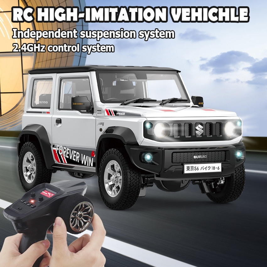 跨境新品恒冠1/18吉姆尼全比例RC模型遥控车仿真模型车带灯光音效