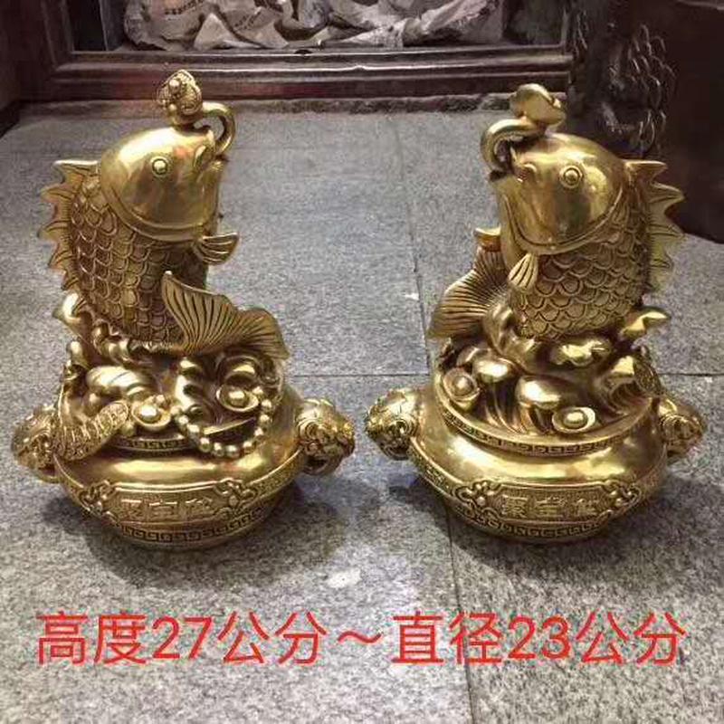 厂家直销纯铜聚宝盆工艺品摆件年年有余摆件如意鱼家居客厅鱼