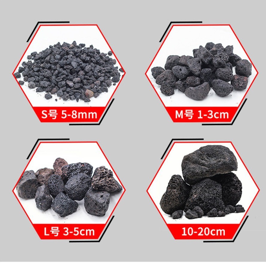 火山岩滤料生产污水处理水过滤除臭鱼缸净水材料规格齐全