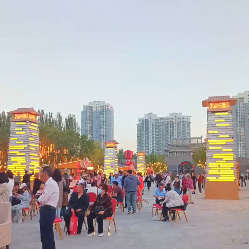仿古建筑复古造型雕塑景观灯创意设计logo造型标志景观夜景照明