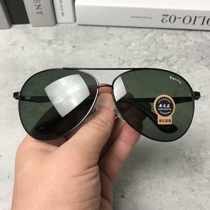 高清偏光钓鱼眼镜钢化玻璃太阳镜男士大号大脸蛤蟆镜飞行员式墨镜