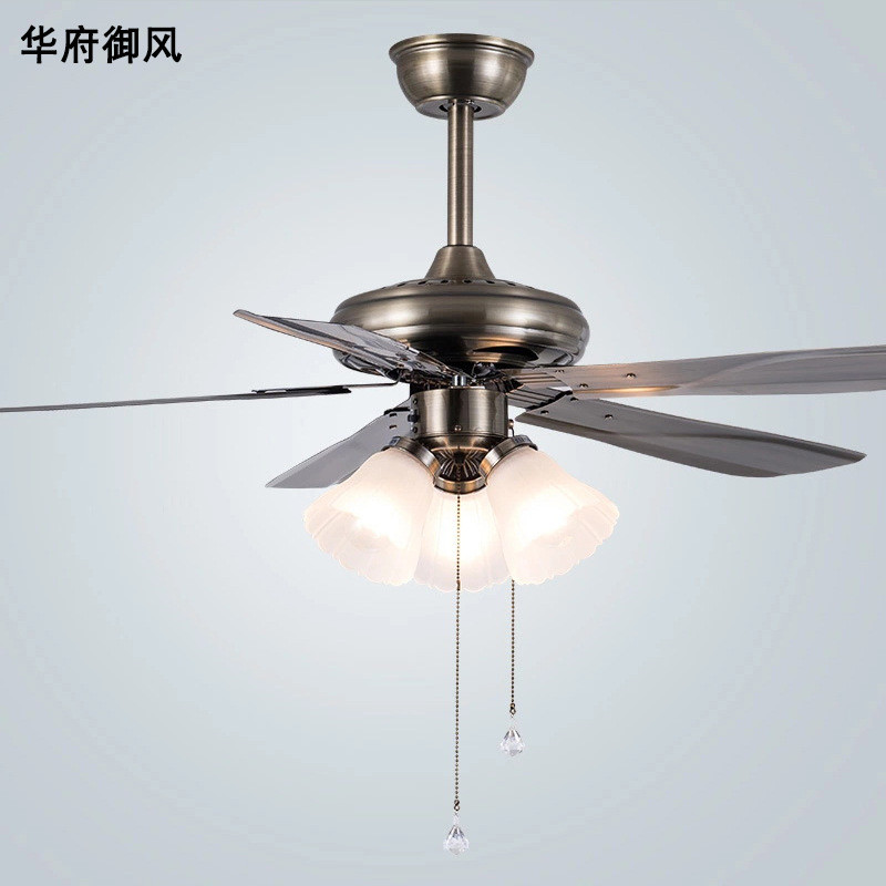 美式餐厅吊扇灯电扇吊灯吊扇一体饭厅家用客厅卧室42寸带风扇吊灯