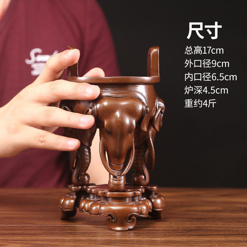 紫铜耳首象三足香炉家用禅意燃香用品线香盘香熏炉香道茶艺品