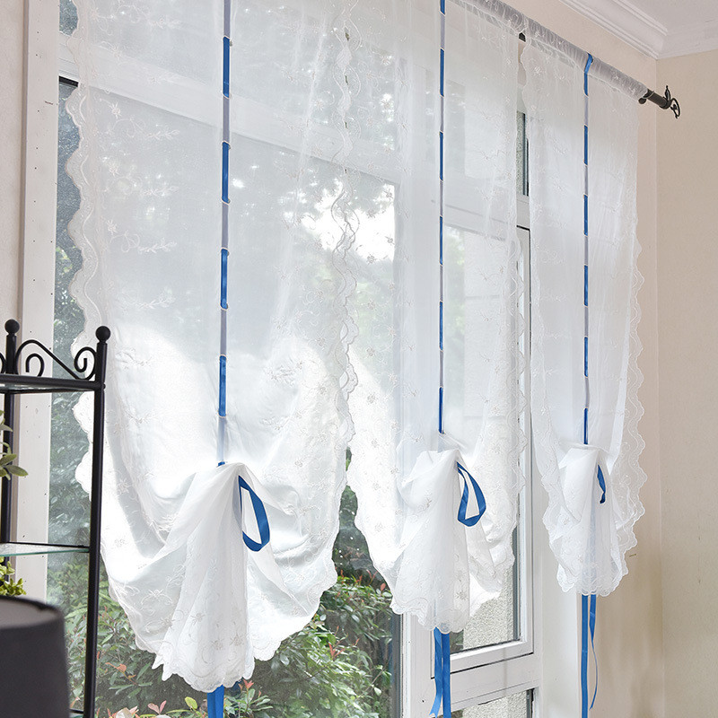 轻奢装饰厨房窗帘魔术贴提拉帘卫生间升降门帘罗马帘纱帘气球窗帘