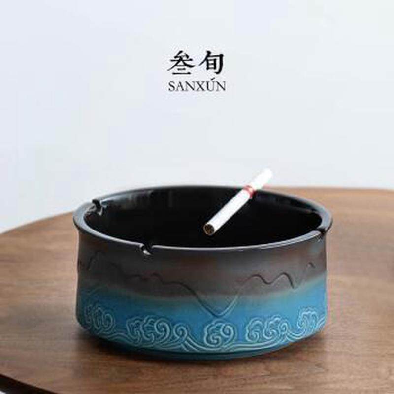 叁旬山海观烟灰缸创意个性陶瓷烟缸复古家用中式客厅轻奢办公室潮