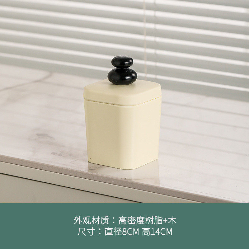 欧粤木质棉签收纳盒高级感家用个性创意精致中古轻奢牙线牙签筒罐图片