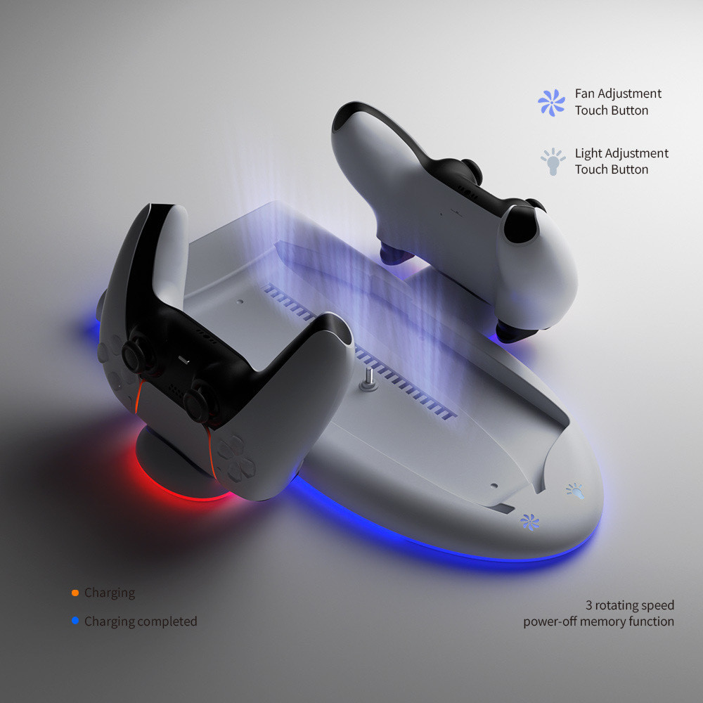 PS5slim主机多功能散热底座风扇 PS5手柄座充充电带RGB多彩氛围灯