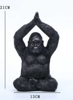 创意仿真动物黑猩猩工艺品摆件摆件家居装饰摆件树脂瑜伽