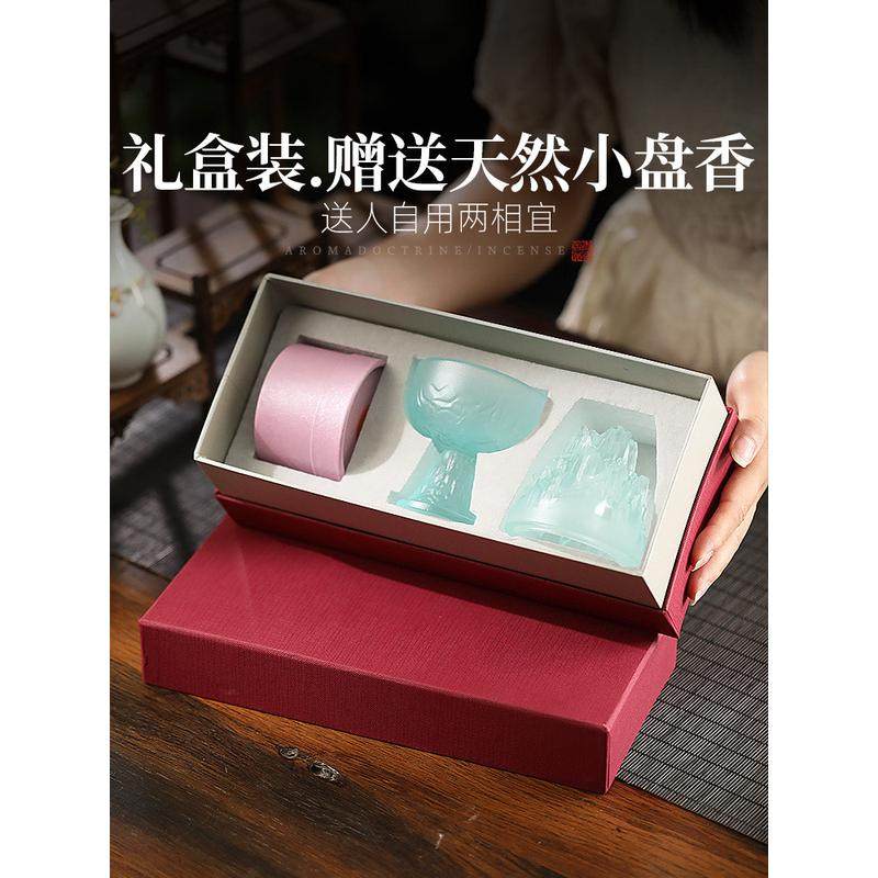 1vpr琉璃博山炉檀香套装香篆熏香炉仿古水晶香炉家用室内香薰炉香