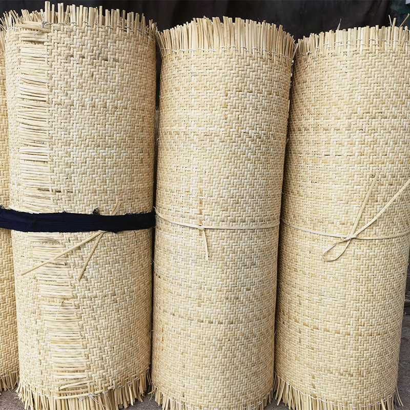 批发上白真藤人字席笪家具网状藤编条藤椅材料舒适机织透气床席