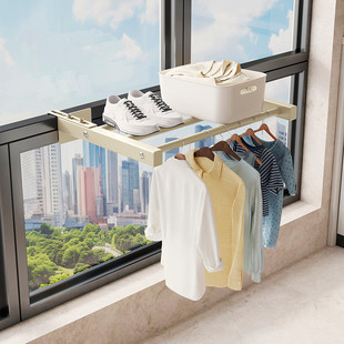 免打孔晒衣架壁挂式晾衣架阳台晒衣杆室内挂衣架墙上晾衣收纳