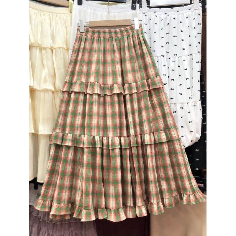 文艺清新木耳边拼接蛋糕裙中长款显瘦a字大摆伞裙,女装/女士精品,半身裙,淘宝优惠券,粉丝福利购,淘宝优惠卷