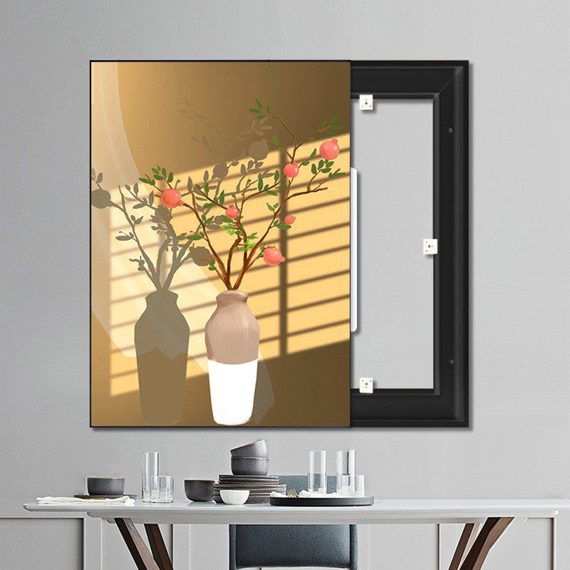 夕阳风景电表箱装饰画竖版植物花推拉式配电箱电闸盒总开关盒挂画