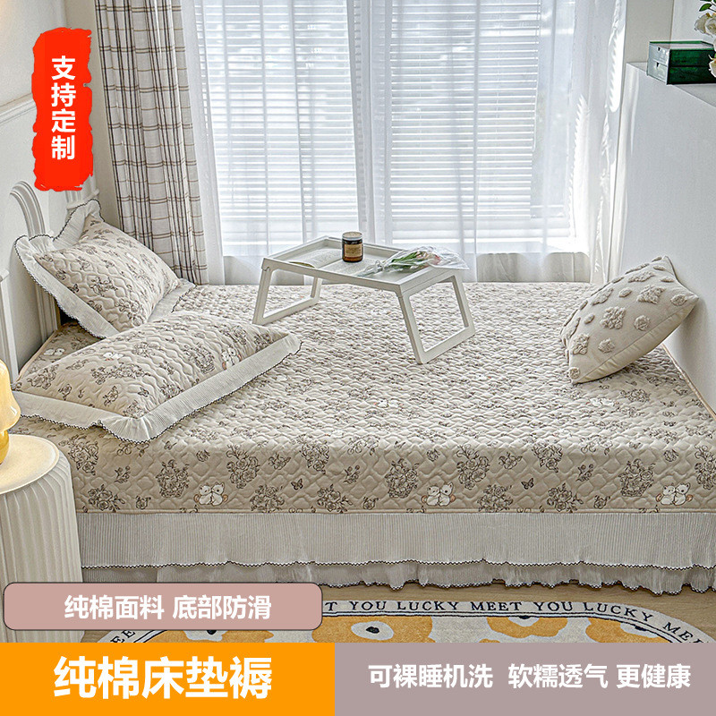 全棉榻榻米垫子防滑炕垫纯棉床盖夹棉全棉床褥垫床护垫纯棉床垫褥