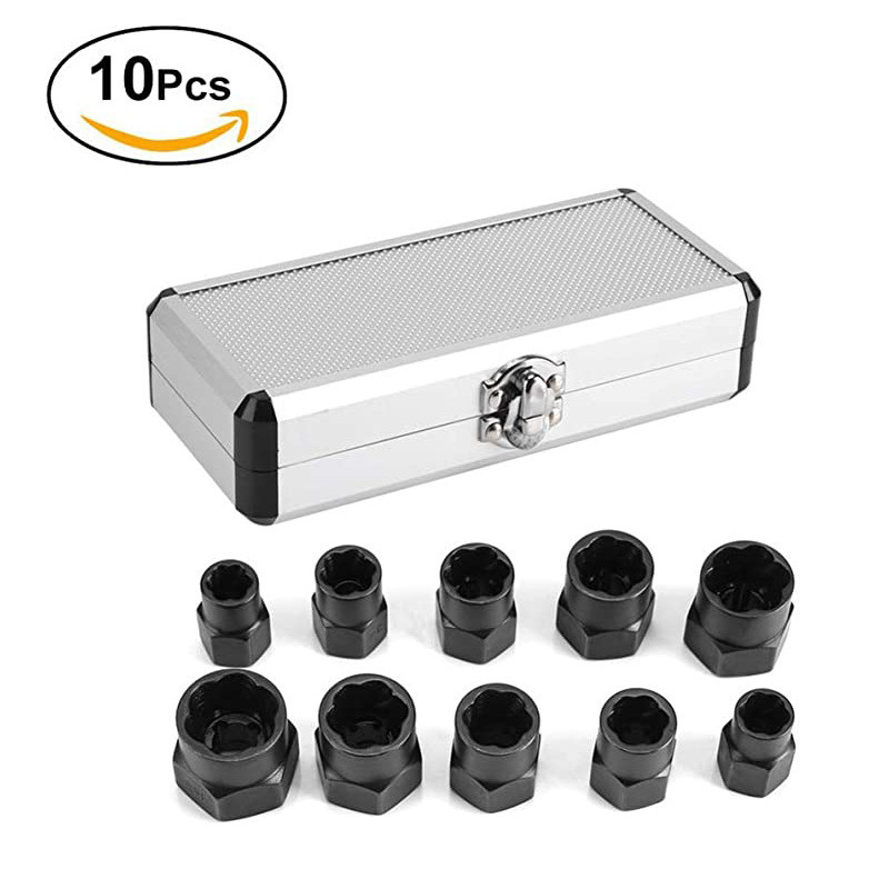 热销十件套六角柄螺母拆卸器9-19mm拆卸器套件取出器套组锁紧工具