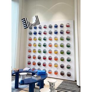 积木透明亚克力收纳上墙盒子圆形儿童房挂画卧室床头壁画立体