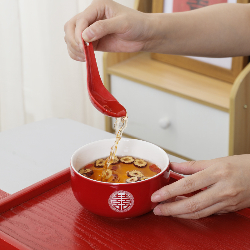 一对喜碗改口敬茶杯套装婚礼红色茶具敬茶碗筷结婚用礼盒装伴手礼