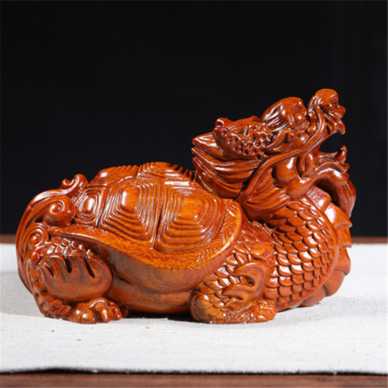 新品木雕工艺品摆件摆件龙头龟家居摆设工艺品开业龙龟
