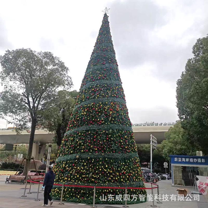 大型灯光广场圣诞节日装饰藤条挂枝圣诞树户外商场景布置普通裸树